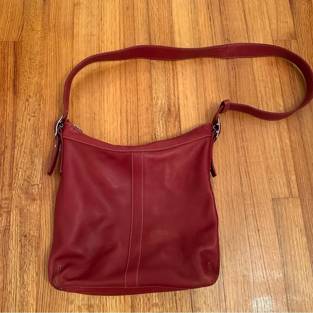 COACH Legacy Red Leather Vintage Slim Duffle Shoulder Bag